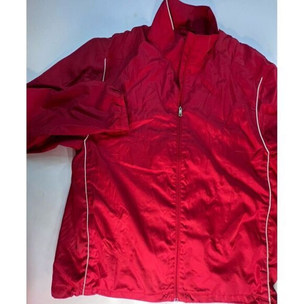 Greg Norman Mens Windbreaker Size M Red Full Zip Golf LS Jacket Lined‎ Vented